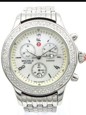 Michele Jetway Diamond Chronograph Watch – Stainless Steel – Swiss Made